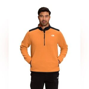 The North Face orange/black half-zip fleece fall outdoor athletic sweater Sz M